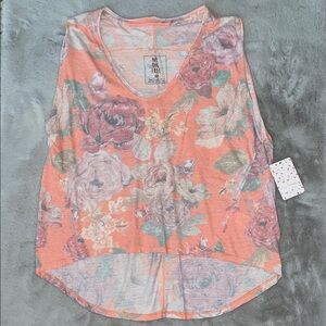 We The Free Orange Tank Top with Rounded Neckline